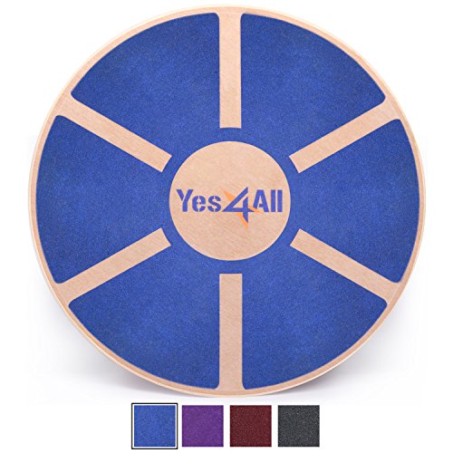 Yes4All Wooden Wobble Balance Board  Exercise Balance Stability Trainer 15.75 inch Diameter - Blue - L6CJZ