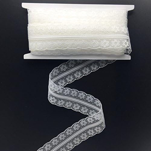 ELLA MAMA Lace Trim DIY Craft Ribbon 1-1/8“ x 15 Yards,Flora Flower Pattern,Sewing Applique craft Wedding Decoration Gift Wrapping Ribbon Tape (White)
