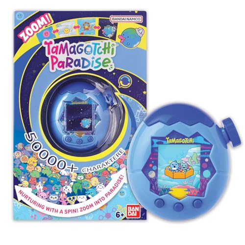 Bandai - Tamagotchi Paradise Wasser - Virtuelles Haustier zum Aufziehen - Tamagotchi Interaktives Spielzeug auf Deutsch, Zoom-Drehrad - Modell Wasser 