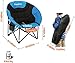 KingCamp Oversized Saucer Round Camping Chair Portable Padded Outdoor Folding Chair for Adult with Cup Holder Back Pocket Carry Bag, Support Up to 300lbs, Blue