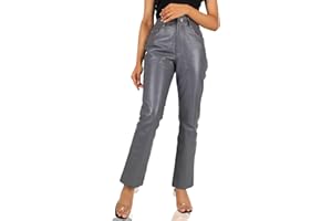 Laverapelle Women's Genuine Lambskin Straight Cut Leather Pants (Black, Leather Jeans) - 2424004