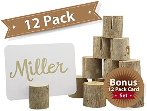 Happy Magnolia 12 Pack Wooden Place Card Holders With Bonus 12 Place Cards For Wedding Home Business Birthday Party Decorations Table Numbers Made From All Natural Hardwood