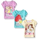 Disney Little Girls' Toddler 3 Pack Princess T-Shirts, Yellow, 2T