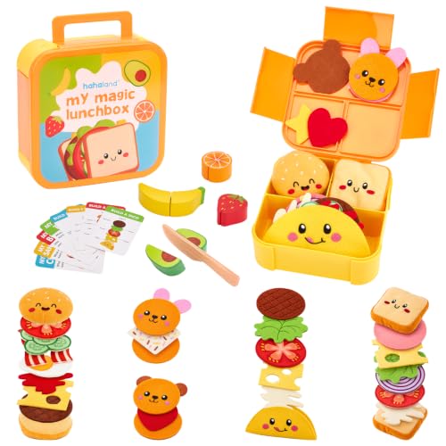 hahaland Food Toy for Children's Kitchen with Cuttable Fruits 3 Years+ | 43 Pieces, with Menu and Lunch Box, Kitchen Accessories, Creative Role Play, Easy to Store, Gift Girls 3-5 Years