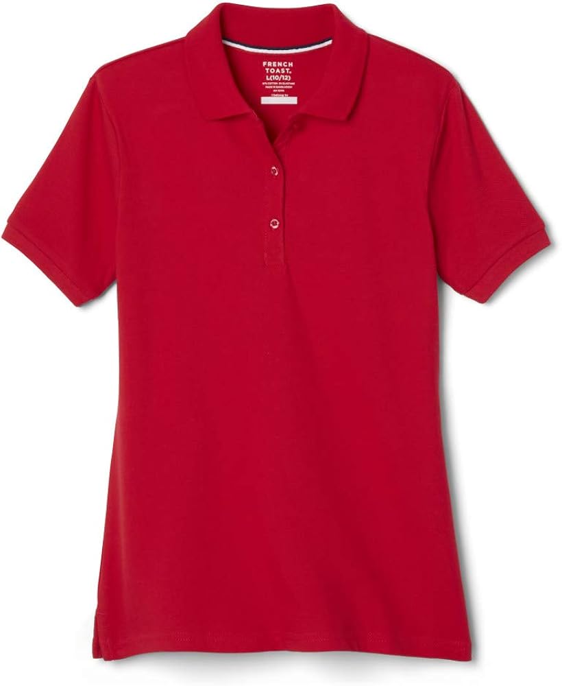 French Toast Girls' Short Sleeve Stretch Pique Polo Shirt (Standard & Plus): Clothing