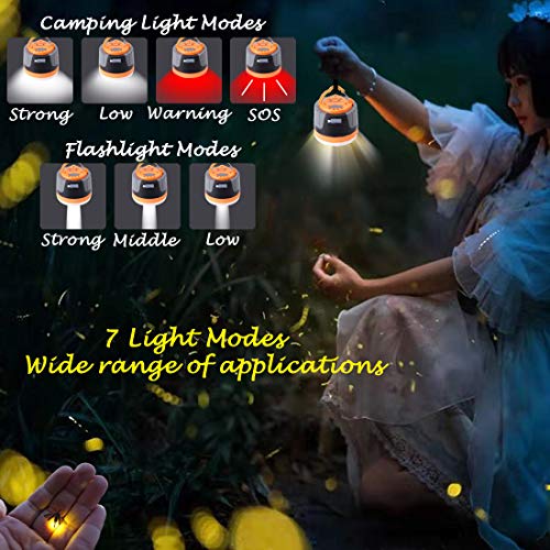 SULETAKE USB Rechargeable Camping Lantern, Waterproof Camping Lamp Flashlights, Power Bank Charger,Super Bright LED Tent Light - 7 Lighting Modes, Perfect for Hurricanes, Hiking, Riding, Fishing