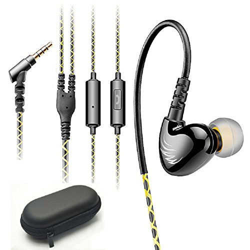 SailsON Electronics In-Ear Sport Headphones, IPX5 Sweatproof Earbuds with Microphone, Noise Cancellation Stereo for Running, Workout, Gym- Portable Earphones with Handy Earphone Case (Black)