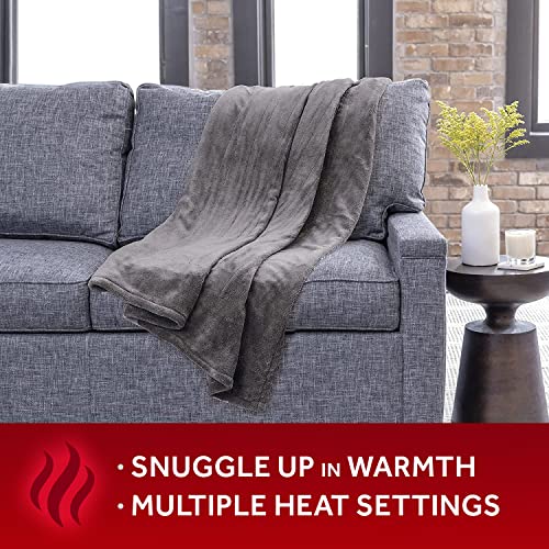 Sunbeam Royal Luxe Dove Grey Heated Personal Throw / Blanket, CozyWarm