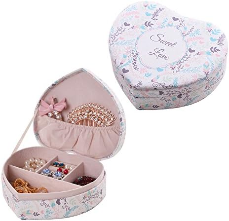 Portable Heart-shaped Jewelry Box Girls Jewelry Organizer Mini Case (Sweet Love)