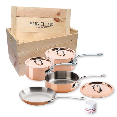 Click Here to See More Images Mauviel Made In France M'heritage 150s 6100.02wc Crated 7-Piece Set with Cast Stainless Steel Handle