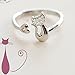 Hosaire Ring Cute Cat Ring Sliver Plated Elegant Open Adjustable Ring for Women Lady