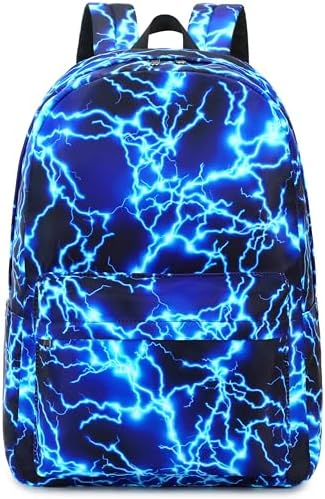 amazon lightning backpack jansport Amazon.com | AM SeaBlue Backpack for Boy Middle School Lightning Bookbag  Durable Student Teenager Sturdy Lightweight Waterproof (1-Blue)