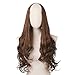 SARLA Light Brown Clip in U Part Half Wig Curly Thick Synthetic Full Head Hairpiece for Women Long 26 Inch Heat Friendly Fiber