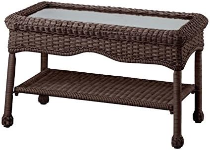 Prospect Hill Weather-Resistant Outdoor Resin Wicker Coffee Table with Powder-Coated Aluminum Frame, in Chocolate