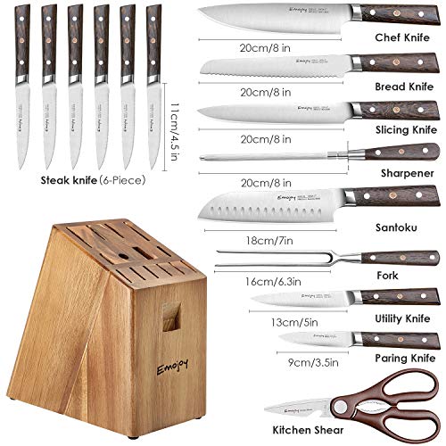 Knife Set, 16-Piece Kitchen Knife Set with Carving Fork, Precious Wengewood Handle for Chef Knife Se - //medicalbooks.filipinodoctors.org
