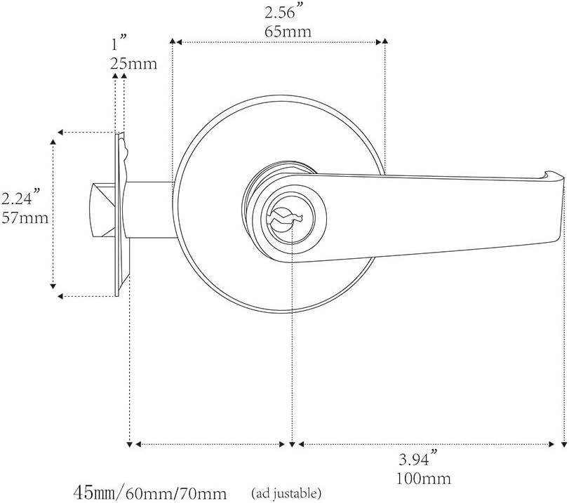 1 Pack of HAIFUAN Door Lever Handle Lockset, Doob Knob for Use of Entry Nickel Brushed Color, Come with 3 Keys(802-K) - Image 3