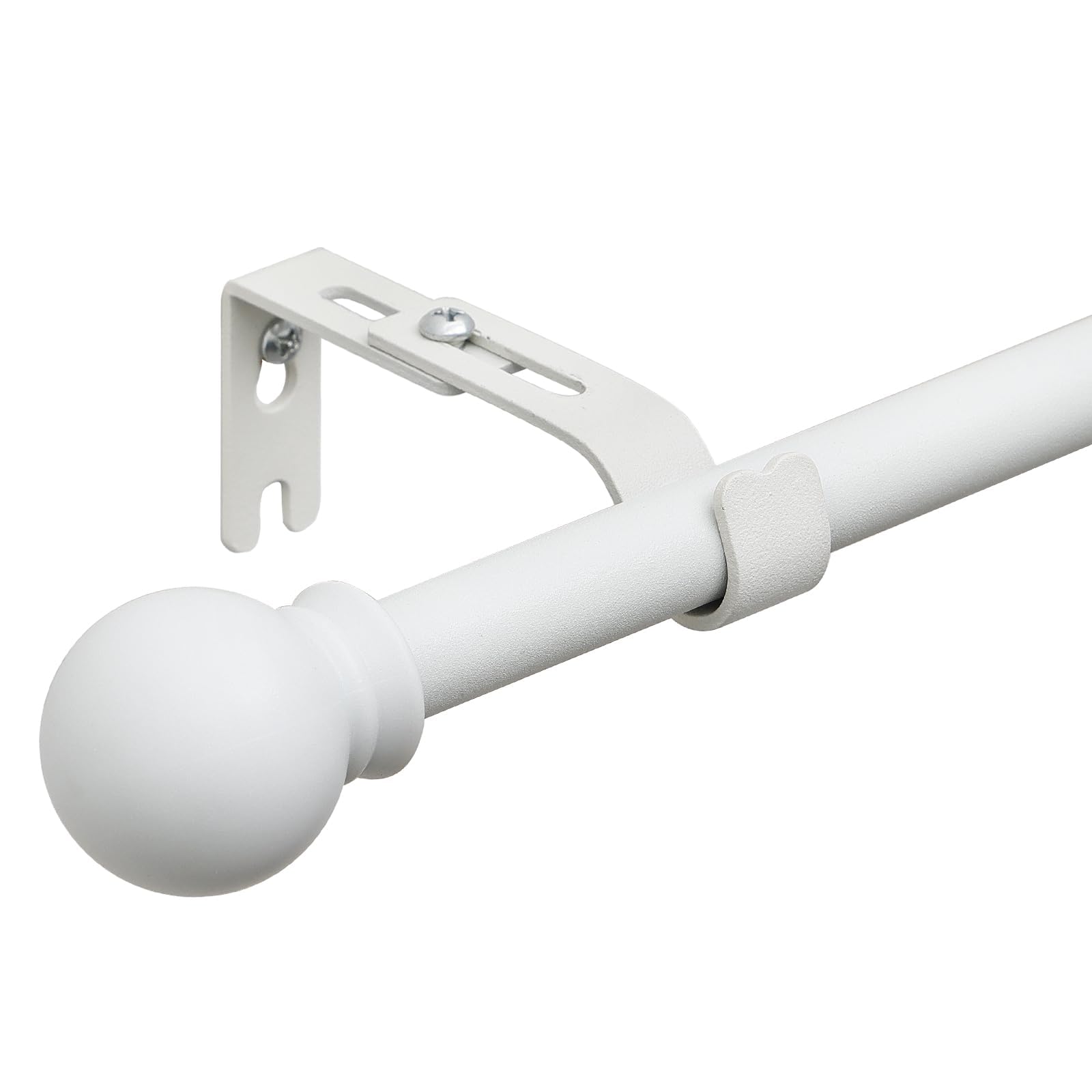 Starbover Curtain Poles, Curtain Poles for Eyelet Curtains, Voile Curtain Pole Matte White 76-224cm, Window Curtain Rod Metal Extendable with Adjustable Brackets and Round Cap Finials for Bedroom