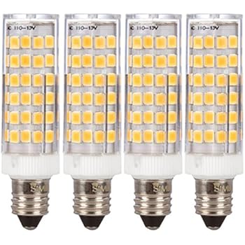 Simba Lighting LED E11 T4 Mini-Candelabra Light Bulb 5W 40W to 50W Halogen Replacement (4 Pack) 76SMD2835 Corn JDE11 120V for Chandeliers, Sconce, Cabinet Lighting, Soft White 3000K, Dimmable