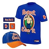 John Cena Respect Earn It Costume T-shirt Baseball Hat Headband Wristbands Boys Juvy-YS (6-8)