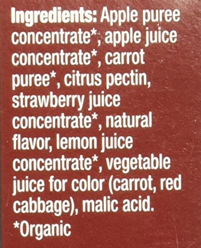 Pure Organic Strawberry Apple Fruit & Veggie Strip, Certified Organic, Gluten-Free, Non-GMO, Vegan, Kosher, Peanut Free, No Artificial Ingredeints, Fruit Snack, 0.49 ounce, 24 Count - Thumbnail 2