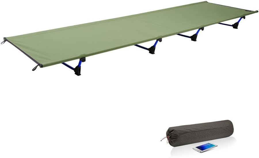 440lbs Capacity Camping Cot Portable Folding Beach Bed, Office Comfortable Sleeping Bed with Free Storage Bag