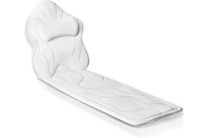 Poemland Luxury Thick Full Body Bath Pillows Mat & Cushion for Bathtub Headrest Neck Shoulder Support Comfort Relaxation Spa Accessories Perfect for a Spa Soak in Bathtub (White)