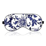 Kotbs Pure Silk Sleep Mask Breathable Sleeping Eye Mask Soft Eye Cover Sleep Masks for Rest Travel Relax Sleeping Aids (Blue)