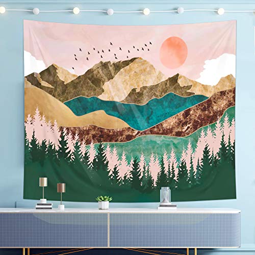 Forest Tapestry Wall Tapestry Mountain Sunset Tapestry Wall Hanging Nature Tapestry for Bedroom College Room Décor (51.2\