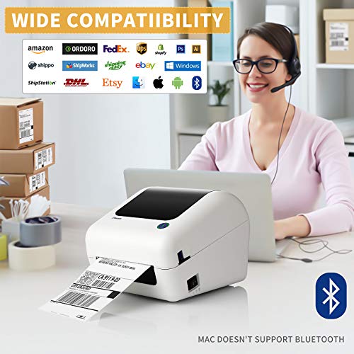 Bluetooth Thermal Shipping Label Printer - High Speed 4x6 Support PC, Mobile, USB for MAC, Compatible with Ebay, Amazon, Shopify, Etsy, USPS Barcode