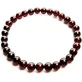 FXNPLK Natural garnet bead bracelet for women - 6mm wine red elastic bracelet, soothing meditation crystal gemstone bracelet - garnet jewelry