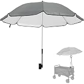 UPF 50+ Wagon Umbrella with Universal Clamp, Adjustable Lounge Wagon Umbrella Attachment, Lightweight for Easy to Carry, Portable Clamp on Camping or Beach Chair, Stroller, Golf cart
