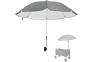 EISZHJK UPF 50+ Wagon Umbrella with Universal Clamp, Adjustable Lounge Wagon Umbrella Attachment, Lightweight for Easy to Carry, Portable Clamp on Camping or Beach Chair, Stroller, Golf cart