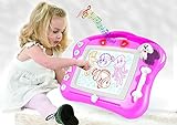 Magnetic Drawing Board for Kids - 4 Color Zone Erasable Magna Doodle Pad for Educational Sketching with Lights and Sounds - Great Gift for Boys and Girls 3+ - Pink and White