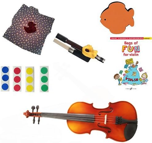Knilling Europa 3/4 Size Violin Outfit (3K)-with Beginner Violin Book, Finger Markers, Duck Rosin,Fish shoulder Rest, Yellow Hold Fish