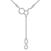 CRMAD Serotonin Molecule Necklace for Women Sterling Silver Inifinity Necklace Dopamine Pendant Chemical Molecules Jewelry for Women Men