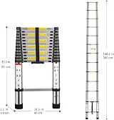 Multibao 3.8M Telescopic Ladder 12.5ft Aluminium 150kg EN131 13 Steps view 2