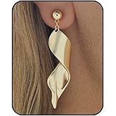 Spiral Threader Earrings for Women 14K Gold Trendy Drop Wave Earrings Women's Drop Dangle Lightweight Jewelry Gifts Accessories for Women
