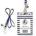 ID Badge Holder with Lanyard, Vertical PU Leather ID Badge Card Holder with 1 Clear ID Window, 4 Credit Card Slots and a Detachable Neck Lanyard (Stripe)