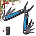 Multifunction Multitool Pliers and Saw - Compact Portable Mini Purpose Multi Tool Set Kit for Every Day - Locking Tactical Multi-Function Tool with Black Coating and Blue Handles - Grand Way 104021