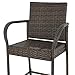 SUPER DEAL Upgraded Wicker Bar Stool Chairs Outdoor Backyard Rattan Chair w/Iron Frame, Armrest and Footrest (4)