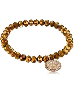MKJ2091 Women's Rose Golden Faceted Pave Charm Bracelet Jewelry