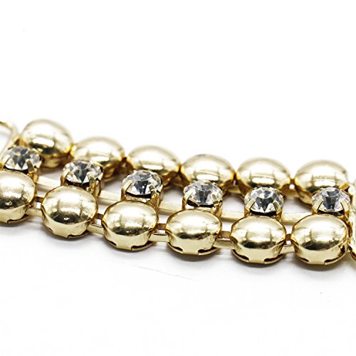 Buorsa 2PCS Gold and Silver Crystal Sweater Clip Cardigan Clip Collar Clip With Chain - Thumbnail 4