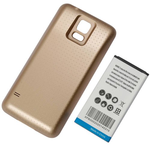 Riin 7800mah Extended Battery for Samsung Galaxy S5 SV G9006 G9008V G9009D I9600, with Golden Modified Battery Cover