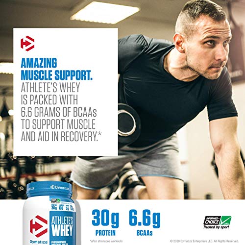 Dymatize Athlete's Whey Protein Powder, 30g of Protein, 6.6g BCAAs