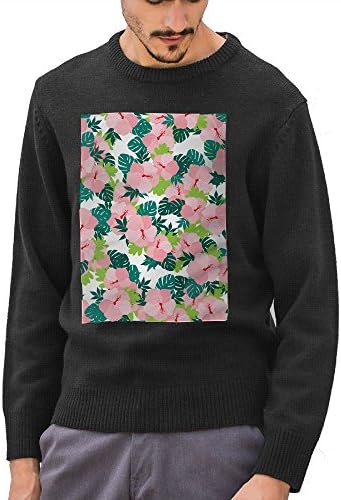 Hawaii Pink Flowers Floral Mens Sweater Black Personalized Gift
