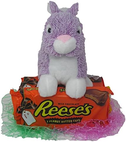 Easter Bundle, 2 Half Pound Reeses Cup chocolate giant size candy bars Bundled with Easter Bunny (purple 4 legs)