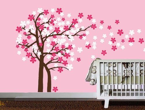 Cherry Blossom Tree Wall Decal Nursery Cherry Blossom Decals for Baby Girls Room Decor