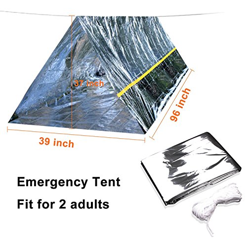 EMDMAK Emergency Mylar Thermal Survival Tent and Sleeping bag Survival Shelter for Camping Hiking Travelling or Adventures (Pack of 2) - Thumbnail 3