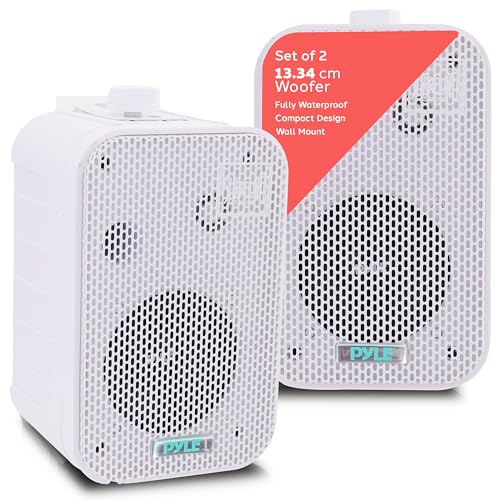 Pyle Outdoor Lautsprecher Bluetooth, Aussenlautsprecher, 200W- Aussenlautsprecher Wasserfest, 2er Set- Outdoor Musikbox, Wandlautsprecher Bluetooth, Musikanlage- fuer Pool,Terasse, Garten/Innenbereich