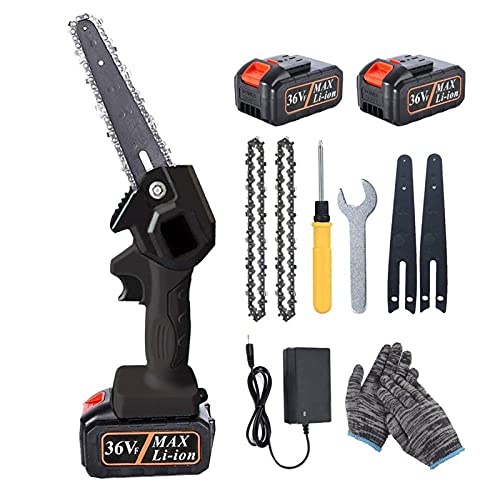 LUSTAR Akku Kettensäge 36V 6 Zoll Mini Kettensäge, Mit 2 Batterien Und 2 Kette für Gartenbaum Landwirtschaft Ranch Bäume…